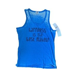 Pink Lotus Happiness Blue Razorback Tank Top Size XL